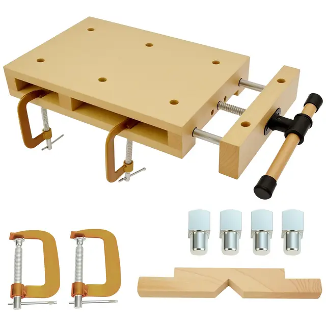 Tragbare Hobelbank Mobile Werkbank Kleine mit schraubstock Holz, Werkbank Klappbar Tragbar spanntisch Holzwerkbank Geeignet zum Schnitzen, Schneiden, Klemmen, Hobeln (46,5 × 28 × 7 cm)