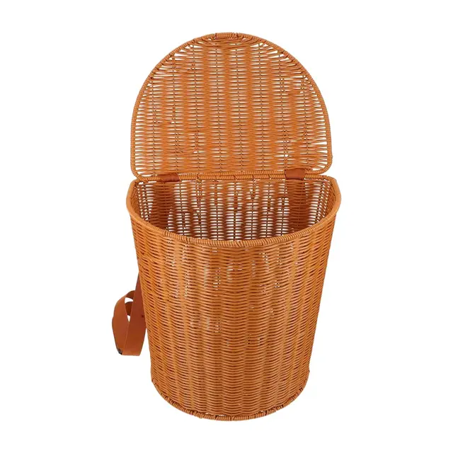 Korb Rucksack,Geflochtener Rucksack Mit Stauraum - Korb Mit Deckel Und Schultergurten - Für Urlaub Outdoor Bauernhof Ernten Von Einkaufen Picknick