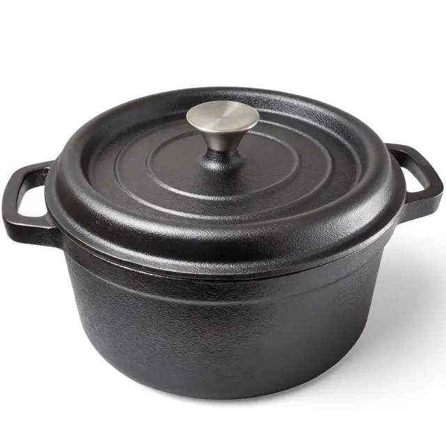 Gusseisen Topf 26CM 5.1L Bräter Schmortopf mit Deckel Schmortopf mit Deckel Induktion für Küche Backen Schmoren (26CM)