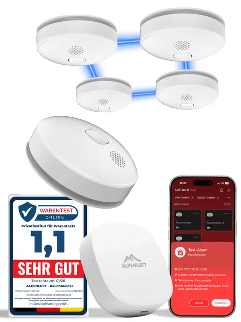 alpenluft rauchmelder smart app 5er set