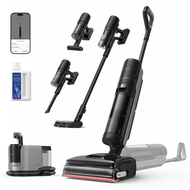 dreame H15 Mix 7-in-1 Nass- und Trockensauger, KI-Roboterarm, Kantenreinigung, 23.000 Pa Saugkraft, intelligente Dosierung, verhedderungsfrei, 100 °C Bürstenrein, 5 Min. 90 °C Trocknung, flach