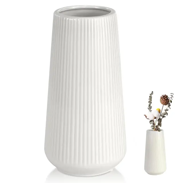 Keramik Vase Groß, Blumenvase Modern, Dekorative Vasen für Pampasgras Deko, Boho Style for Deko Aesthetic, Keramik Vasen für Wohnzimmer Schlafzimmer Büro Dekoration Esstisch