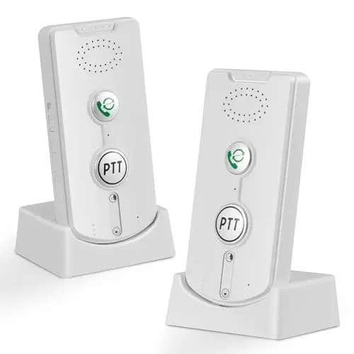 2 Wege Gegensprechanlagen 1000M, Smart Voice Intercom mit 38 Klingeltöne, Kabellose Notruf-Gegensprechanlage mit Ladestation, für Senioren, Kinder, Schwangere & Pflege