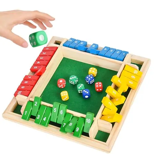 Shut the Box, Würfelspiel für 4 Spieler, Holz Brettspiel, Mathematik Lernspielzeug, Klassische Tischspiele für Klassenzimmer, Traditional Pub Board Würfelspiel, zum Kinder/Erwachsene(B)