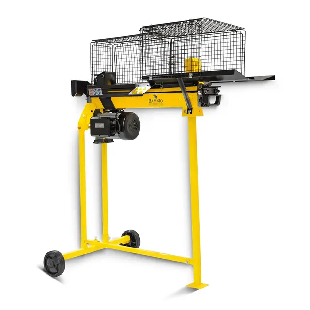 BAMATO Holzspalter HO-7E | mit Elektroantrieb 230V | inkl. Untergestell | Spaltkraft 7 Tonnen | perfekt für Kurzholz | Automatischer Rücklauf | Stufenloser Spalthub | Kurzholzspalter Spalter