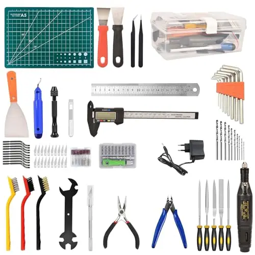 136-Teiliges 3D Drucker Werkzeug Set, 3D Drucker Zubehör, mit Entgrater & Modellbau Werkzeug & Düsenreinigungs & Montagewerkzeuge, Geeignet für die Meisten 3D-Drucker