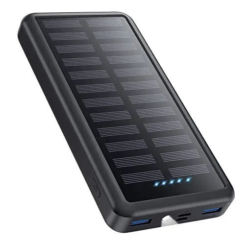 Power Bank USB C 26800mAh, Solar Powerbank PD 3.0A Schnellladung Externer Akku Wasserdichtes Solarladegeräte mit LED Taschenlampe Handy Akkupack für Camping Outdoor Kompatibel mit iPhone/Samsung etc