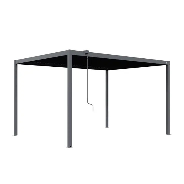 PRIMEYARD Pergola 3x4 m Pfosten und Lamellendach aus Stahl - anthrazitfarbene Terrassenüberdachung