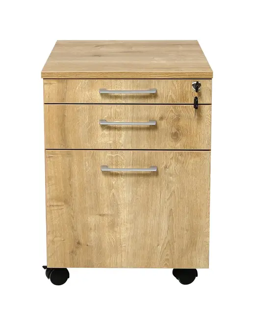 furni24 Rollcontainer 3 Schübe Eiche 43x59x57cm