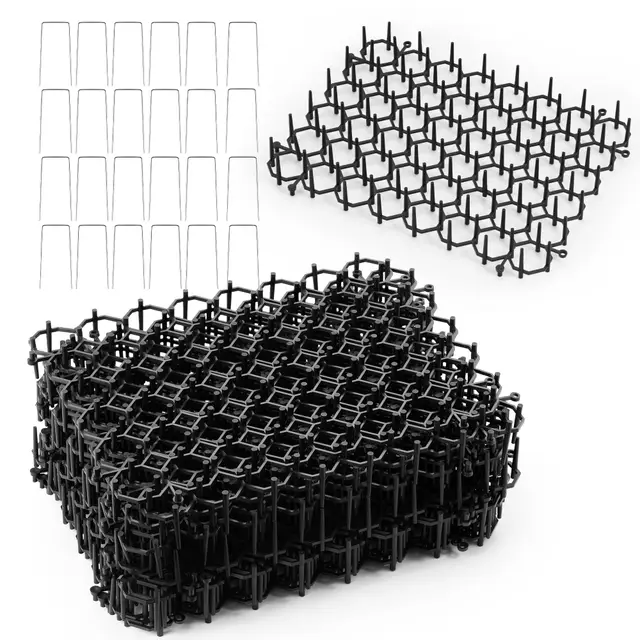 24 Katzenabwehrmatte, 20x15cm Dornengitter Gegen Katzen, Stück Katzenschreck für Garten mit Spikes, für Möbel, Auto & Balkon, mit 24 Erdankern, Wirksamer Schutz gegen Katzen, Hunde & Füchse