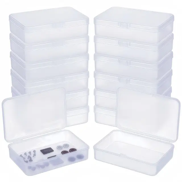 LJY 12 Stück Rechteckige Aufbewahrungsbox mit Deckel (11,5 x 8,5 x 2,8 cm) – Kunststoff Sortierboxen für Bastelzubehör, Diamond Painting, Perlen & Hardware, Leer (Matt)