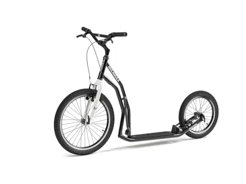 YEDOO Mula Y40 Tretroller - Kickscooter für Erwachsene mit Luftreifen 20/16 und Tragfähigkeit bis zu 150 kg. Scooter Roller mit Ständer und abnehmbarem, rutschfestem Trittbrett, Dogscooter. Schwarz