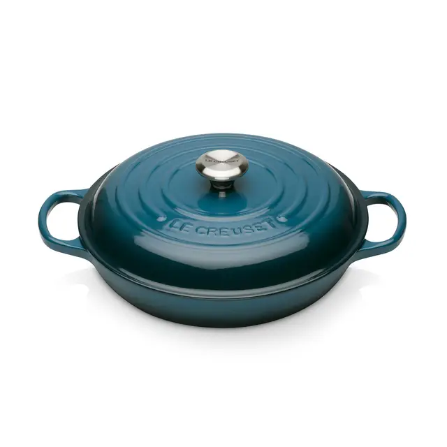 Le Creuset Signature Gusseisen Gourmet-Profitopf, Rund, Ø 26 cm, 2,2 l, Für alle Herdarten inkl. Induktion geeignet, 4,205 kg, Deep Teal, 21180266422430