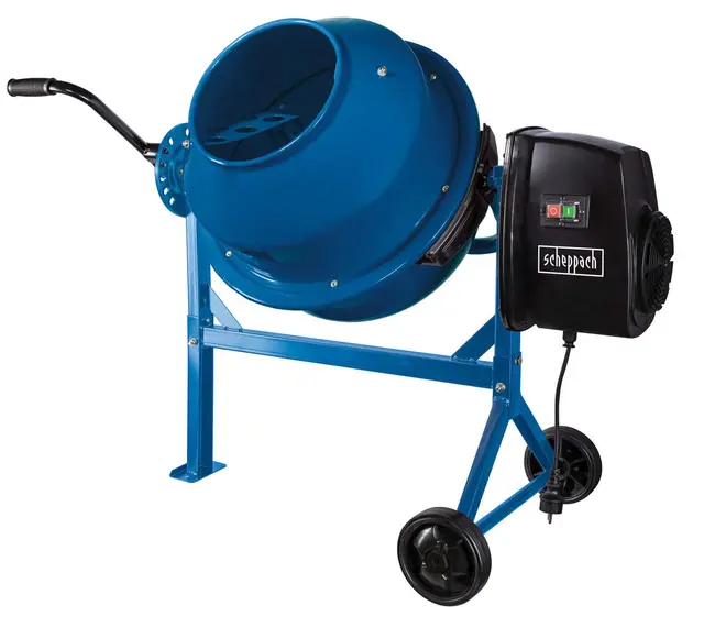 scheppach Betonmischer MIX63 (220 W, Fassungsvermögen 63 L, Drehzahl 27,5 min-1, langlebig und robust, Kompakt und leicht zu transportieren, 230 V)