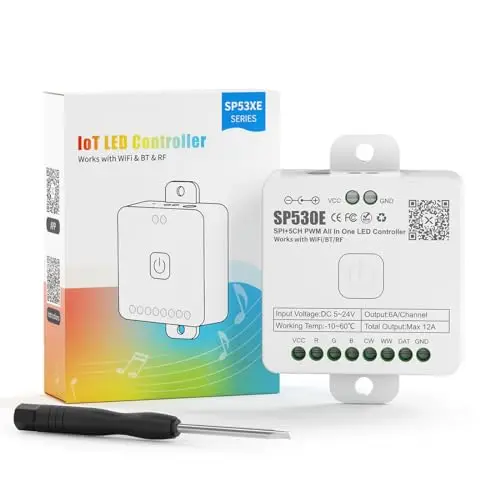 SEZO SP530E 12-in-1 WiFi LED Controller DC5V-24V Bluetooth LED Controller Kompatibel mit Google Home Smart Voice Steuerung für 5CH PWM RGB CCT RGBW SPI Streifen WS2812B 2.4G RF Remote