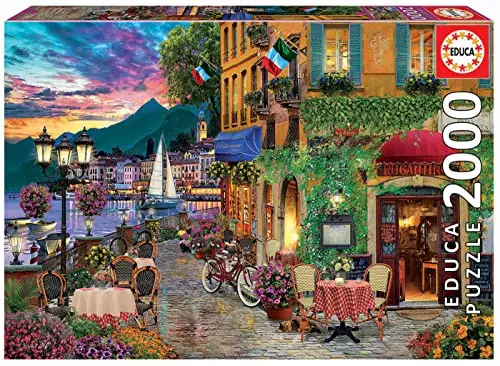 Educa - Italianita | Puzzle 2.000 Teile für Erwachsene ab 14 Jahren, Romantisches Italien Seenlandschaft Ristorante, Inklusive Puzzle-Kleber (18009)