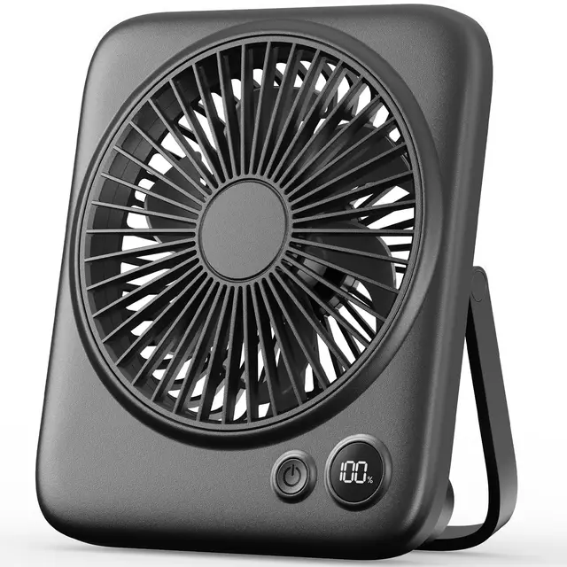 Otlonpe Tischventilator Leise, 4000mAh Akku Tisch Ventilator Tragbar, 23H Laufzeit Tischventilatoren Klein mit LED-Anzeige, 180° Klappbarer USB Ventilator für Büro, Schlafzimmer, Reisen