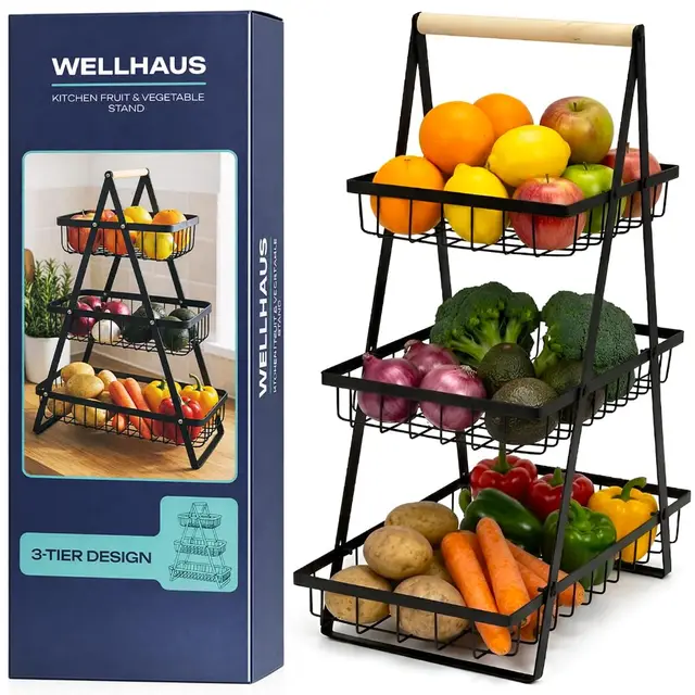 wellhaus obst etagere 3 etagen schwarz