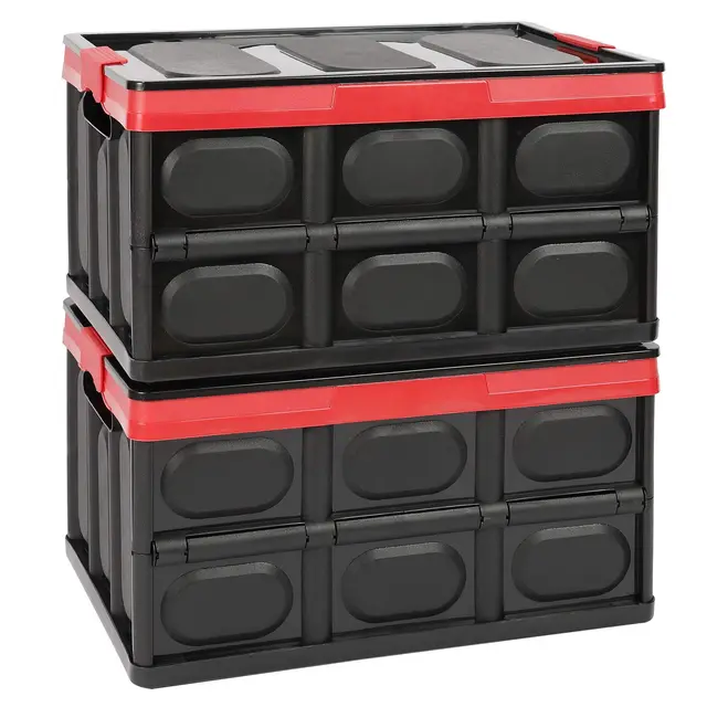 Tuevob Klappbox mit Deckel 30L Schwarz 2er-Set