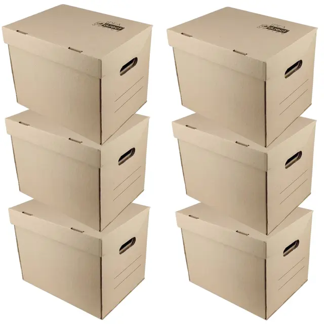 D.RECT ARCHIVE BOX ZIP CARDBOARD A4 IDEA Archivschachtel, 6 Stück, Braun | Lagerbox, Klappdeckelbox, Aktenkarton, Karton
