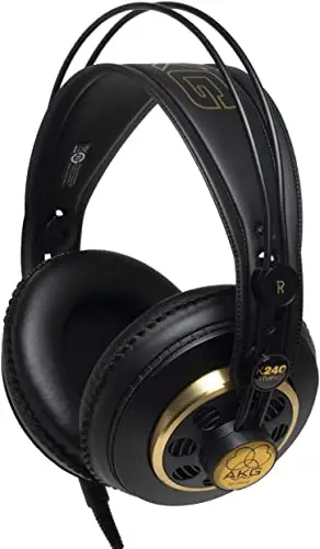 AKG K240 Studio Professional Semi-Open, Over-Ear-Kopfhörer, High Performance Design, 3,5-mm- und 1/4"-Adapter, selbstjustierender Kopfbügel - Schwarz und Gold
