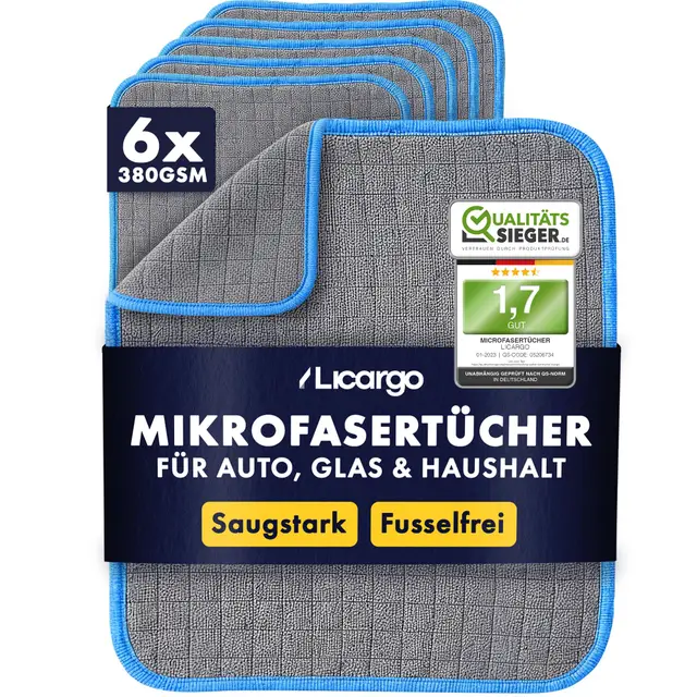 licargo mikrofasertücher 6er set 40x40cm