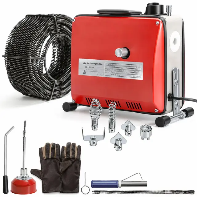 500W Elektrische Rohrreinigungsmaschine mit 16mm 20M + Ø10mm 5M Spiralen, Rohrreiniger 400U/min für Ø20-120mm Rohrleitungen,6 Köpfe,Rohrreiniger Abflussreiniger Reinigung Drain Clean