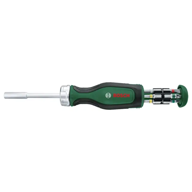 Bosch Ratschenschraubendreher mit Bit Magazin, 12-teilig (Ratschenschraubendreher mit hohem Drehmoment; 12 Bits im integrierten Bitmagazin enthalten; magnetischer Bithalter) - Amazon Edition