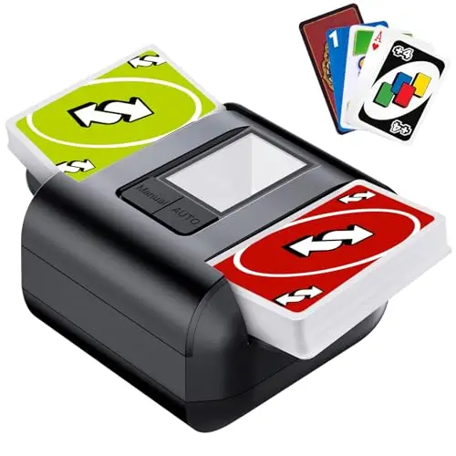 Automatischer Kartenmischer Elektrisch Kartenmischmaschine - 2000mAh USB-C Wiederaufladbar für 1-2 Decks | Geräuscharm mit Auto/Manuell Modus | Phase 10, Poker, UNO, Blackjack Kompatibilität