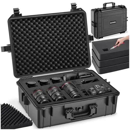 tectake® Kamerakoffer, Universalkoffer, Outdoor Box wasserdicht als Transportkoffer, Hardcase zur Lagerung von Kamera, Beamer klein, Foto Aufbewahrungsbox, LxBxH: 56 x 42 x 21 cm