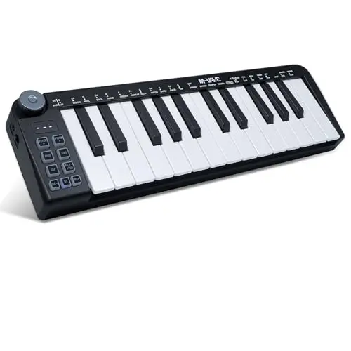 M-VAVE Mini-Tastatur mit 25 Tasten - Professioneller Beat Maker und Keytar für Keyboard Musikproduktion Builtin Battery Wireless Connect Schwarz