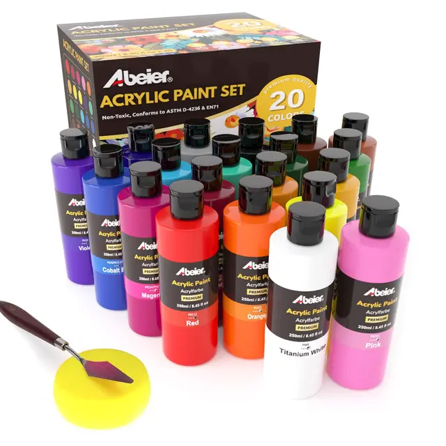 abeier acrylfarben set 20 farben 250 ml