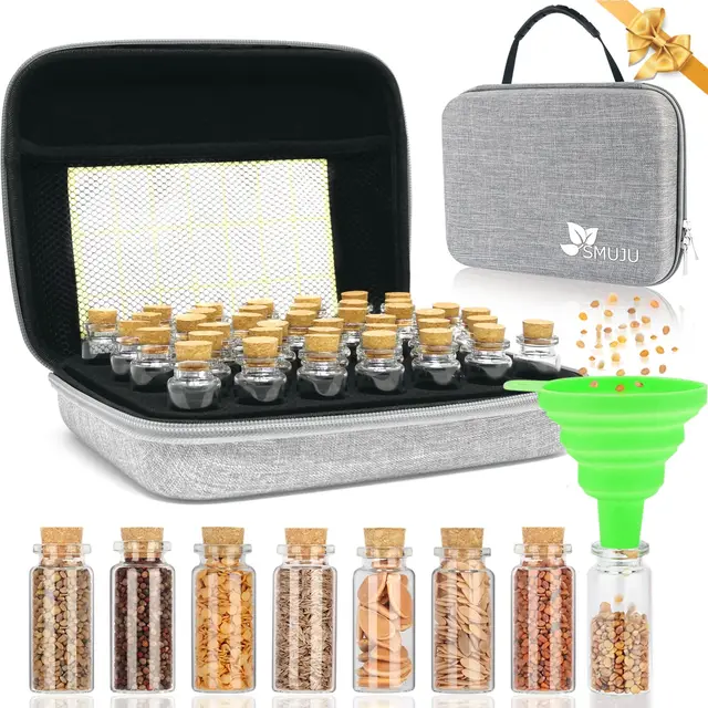 【40 Slots】Saatgut Aufbewahrungsbox, Lagerung von Saatgut, Saatgut Aufbewahrung mit Etiketten Aufklebern und Trichter, Samen Organizer, Seed Storage für Gemüsesamen,Blumensamen (Samen nicht Enthalten)