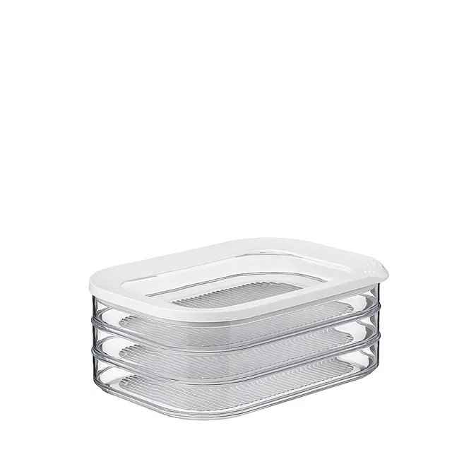 Mepal - Vorratsbehälter Wurstwaren Modula 3-lagig - Kühlschrank - Vorratsbox mit Deckel - Geeignet zur Aufbewahrung von Fleischprodukten - 3 Separate Kühlschrank - Vorratsboxen - 1650 ml - White