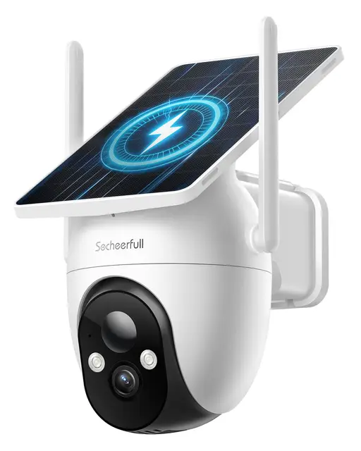 2K Überwachungskamera Aussen Solar - Akku, Kabellose 2,4GHz WLAN Kamera mit Integriertem Solarpanel, 350° Rundum-Überwachung, KI-Erkennung, Farbnachtsicht und 2-Wege-Audio,IP66 Wetterfest
