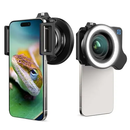 10-20x Zoom-Makroobjektiv-Set mit Fülllicht für Smartphones,Makro-Telefonobjektiv mit universellem Objektivclip,HD-Makrofotografieobjektiv für iPhone und Android-Telefone
