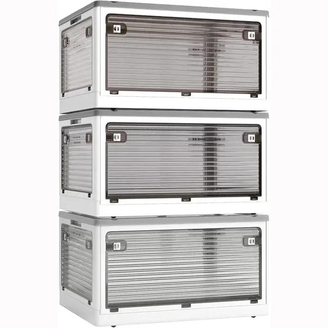 Roqao Klappbare Aufbewahrungsbox 84 L mit Rollen und Deckel, 3er-Set