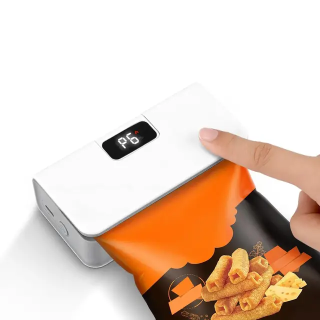Wiederaufladbares Mini Folienschweißgerät mit LED-Display,6 Stufen Einstellbar Bag Sealer für Plastiktüten,Tragbares Beutelverschließer mit Messer & Magnet,Küchengadgets zur Lebensmittelaufbewahrung