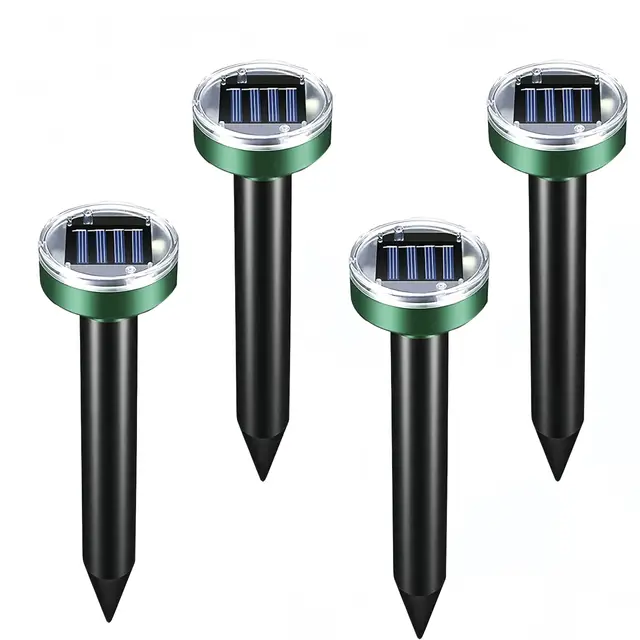 Maulwurf Vertreiber, 4 Stück Solar Maulwurfabwehr, Ultraschall Maulwurfschreck für den Garten, Wühlmausvertreiber