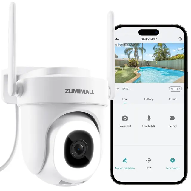 ZUMIMALL Überwachungskamera Aussen WLAN 2K, 5G Kamera überwachung aussen 3MP, WLAN Kamera Outdoor 2,4GHz/5GHz Dualband, Farbnachtsicht, KI-Erkennung, PIR Bewegungsmelder, Personen/Autoerkennung
