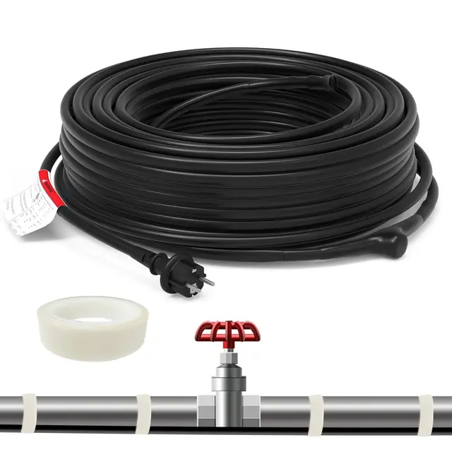 HEATIT JHSD 2m Heizleitung mit Thermostat, IP65 Rohrbegleitheizung | Für Wasserleitungen & Pflanzen, Frostschutz & Eisfrei, 17 W/m, 230V