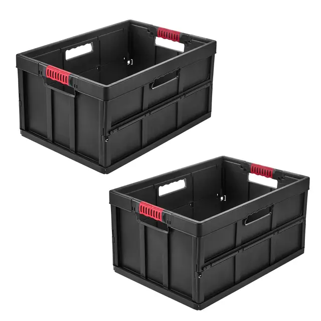 keeeper benno 2x Stabile Profi-Klappbox mit Soft-Touch Griffen, 45 l, Bis 50 kg Tragkraft, Passend für Einkaufswagen, 54 x 37 x 27,5 cm, Graphitgrau (Graphite)