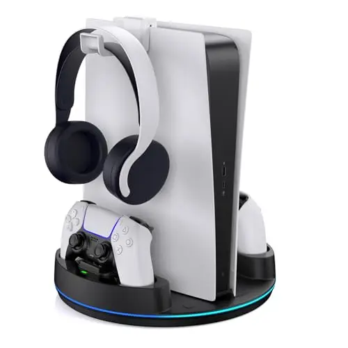 NEWDERY PS5 Standfuß mit Dual-Controller-Ladestation