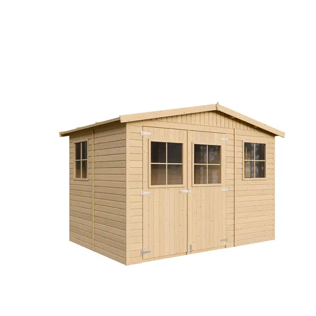 Gartenhaus Holz MIT IMPRÄGNIERTEM Boden - Geräteschuppen mit Fenstern - H226x324x216 cm/6 m² Naturholz-Shiplap-Schuppen - Gerätehaus - Fahrradschuppen - TIMBELA M334+334G