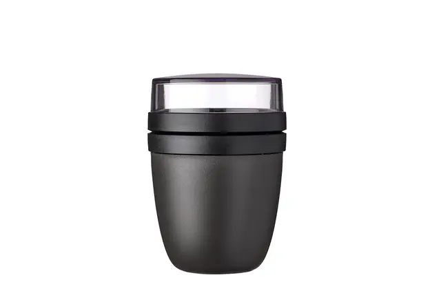 Mepal Müslibecher to go, praktischer Joghurtbecher to go - Unterteilung für Joghurt & Müsli - Geeignet für Gefrierschrank, Mikrowelle & Spülmaschine - 500 ml + 200 ml - Nordic Black