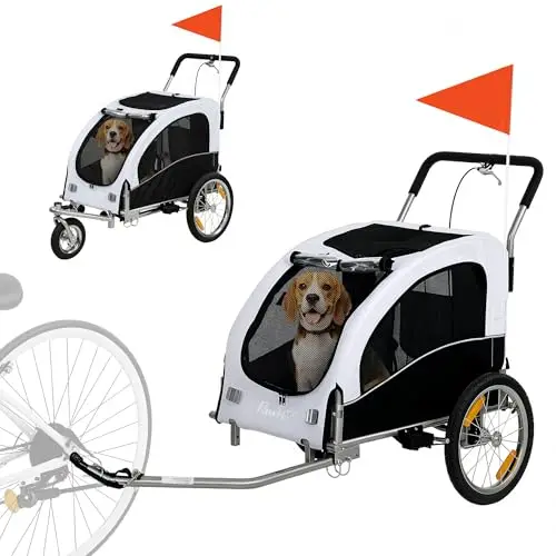 pawhut 2-in-1 hundeanhänger fahrrad
