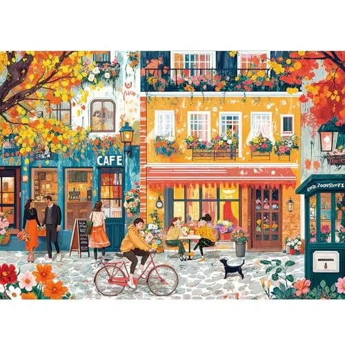 HUADADA Puzzle - Romantische Straße - 1000 Teile Puzzle für Erwachsene und Kinder ab 14 Jahren