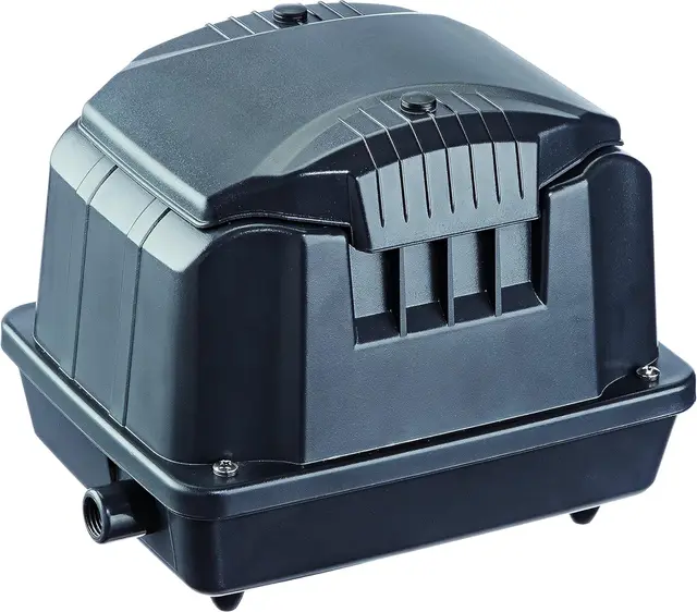 Pontec PondoAir Set 1800 – Komplettes Teichbelüfter Set für Teiche bis 16.000 l – Leise Sauerstoffpumpe für Teich - Membranpumpe mit 2 Ausströmern, 2 x 5 m Schlauch, Ersatzmembranen – Schwarz
