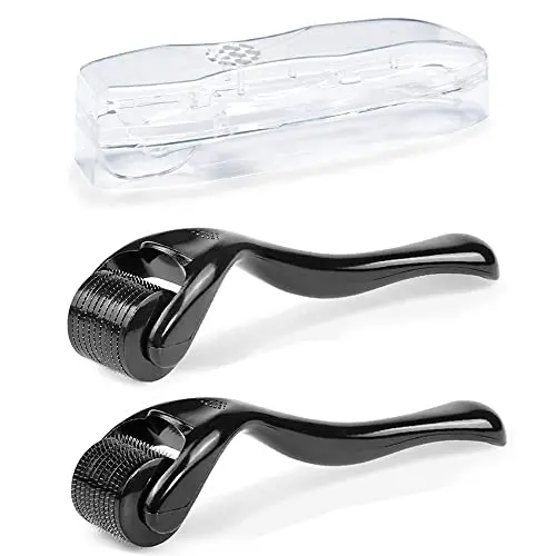 2 Stück Derma-roller 0,5mm mit 1,0 mm,Bartroller Microneedling Roller mit 540 Nadeln Micronadeln, Derma-Roller für Mann & Frau Haarpflege Gesicht und Körper