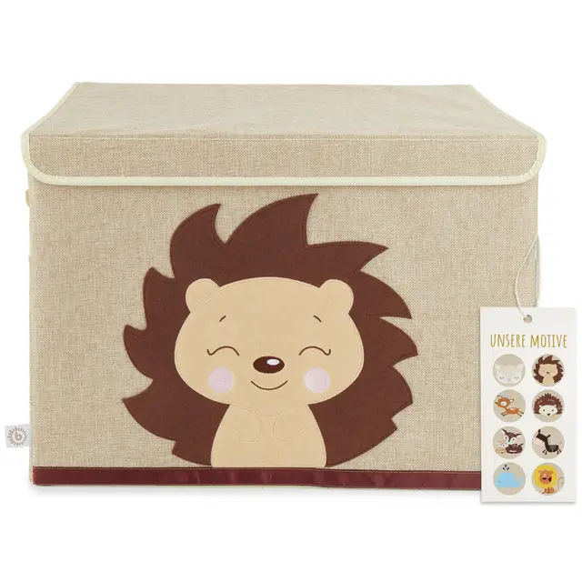 Bieco Aufbewahrungsbox mit Deckel groß für Kinderzimmer - Igel Piksi - Spielzeugkiste mit Deckel Aufbewahrungsbox Kinderzimmer - Sitztruhe Kinder Truhe Aufbewahrung Kinderzimmer Spielzeugkiste Baby